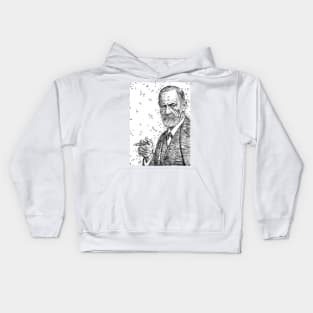 SIGMUND FREUD ink portrait .1 Kids Hoodie